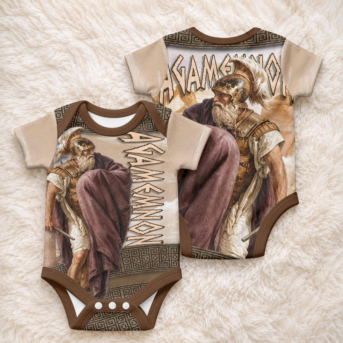 King Of Mycenae Agamemnon Baby Onesie Ancient Greek Mythology Classic Warrior Painting