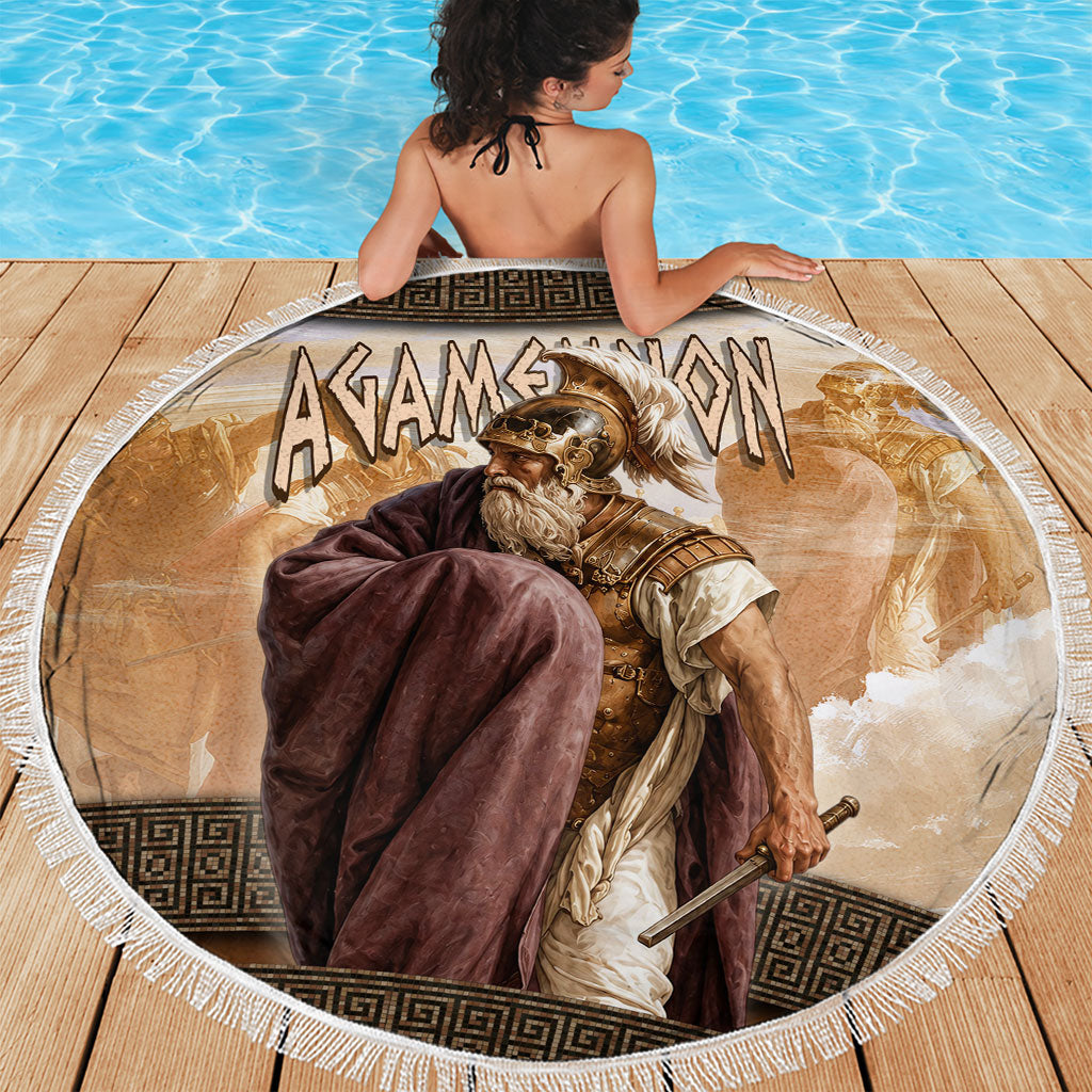 King Of Mycenae Agamemnon Beach Blanket Ancient Greek Mythology Classic Warrior Painting