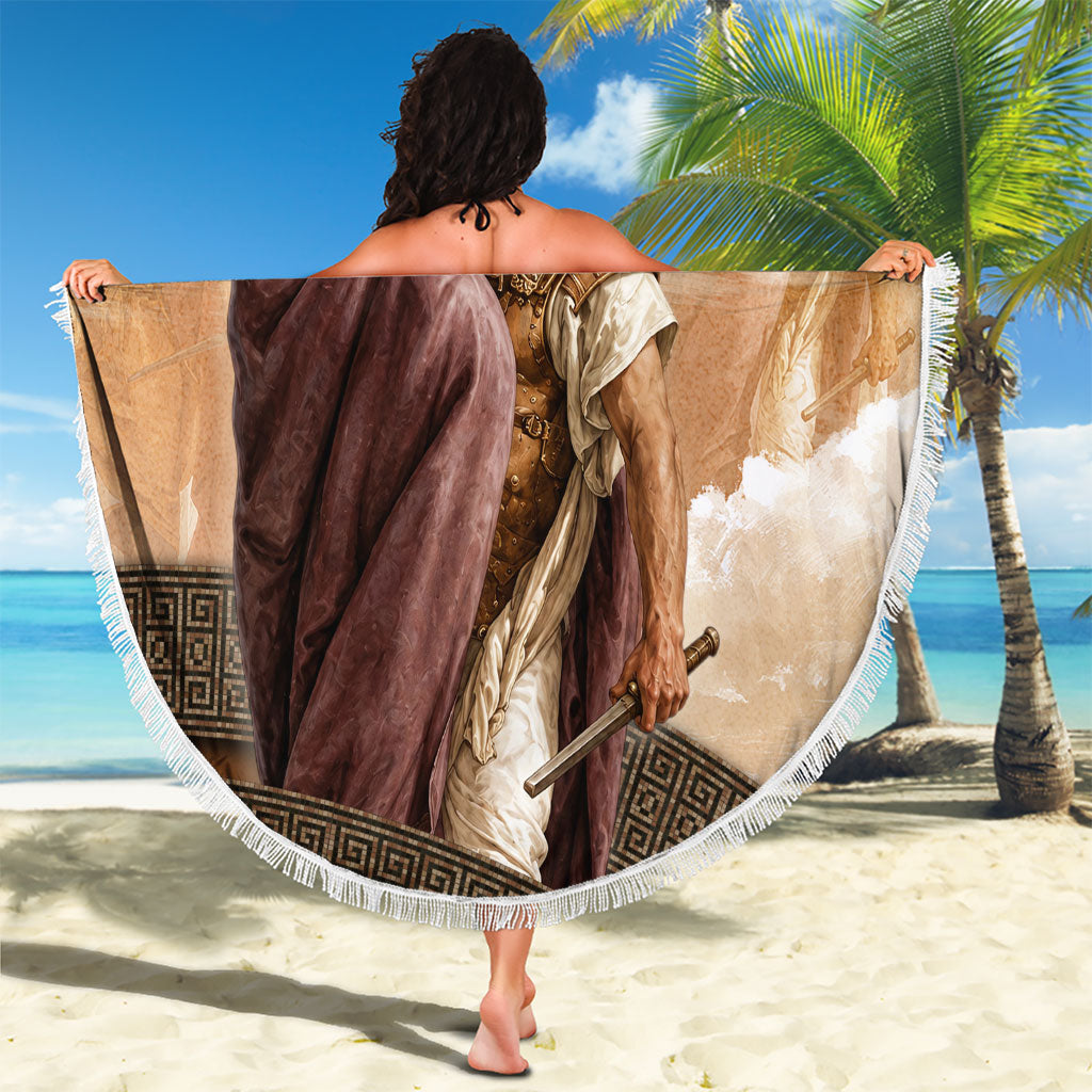King Of Mycenae Agamemnon Beach Blanket Ancient Greek Mythology Classic Warrior Painting