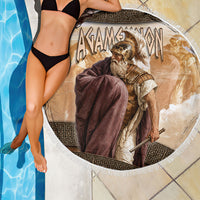 King Of Mycenae Agamemnon Beach Blanket Ancient Greek Mythology Classic Warrior Painting