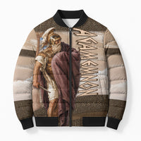 King Of Mycenae Agamemnon Bomber Puffer Jacket Ancient Greek Mythology Classic Warrior Painting