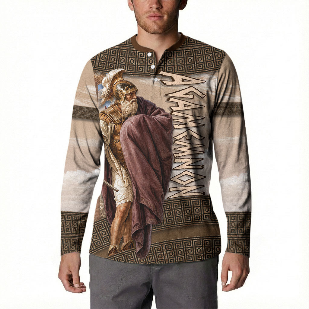 King Of Mycenae Agamemnon Button Sweatshirt Ancient Greek Mythology Classic Warrior Painting