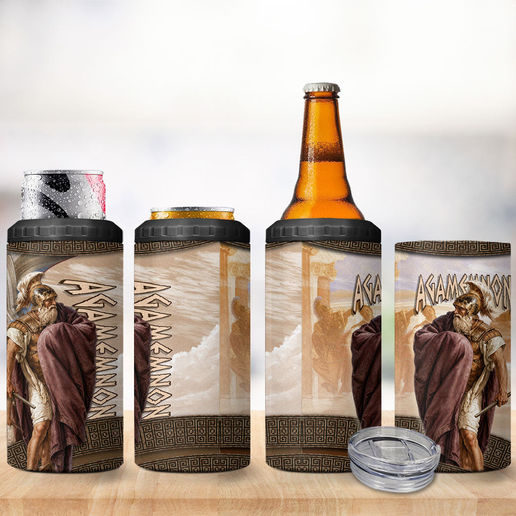 King Of Mycenae Agamemnon 4 in 1 Can Cooler Tumbler Ancient Greek Mythology Classic Warrior Painting