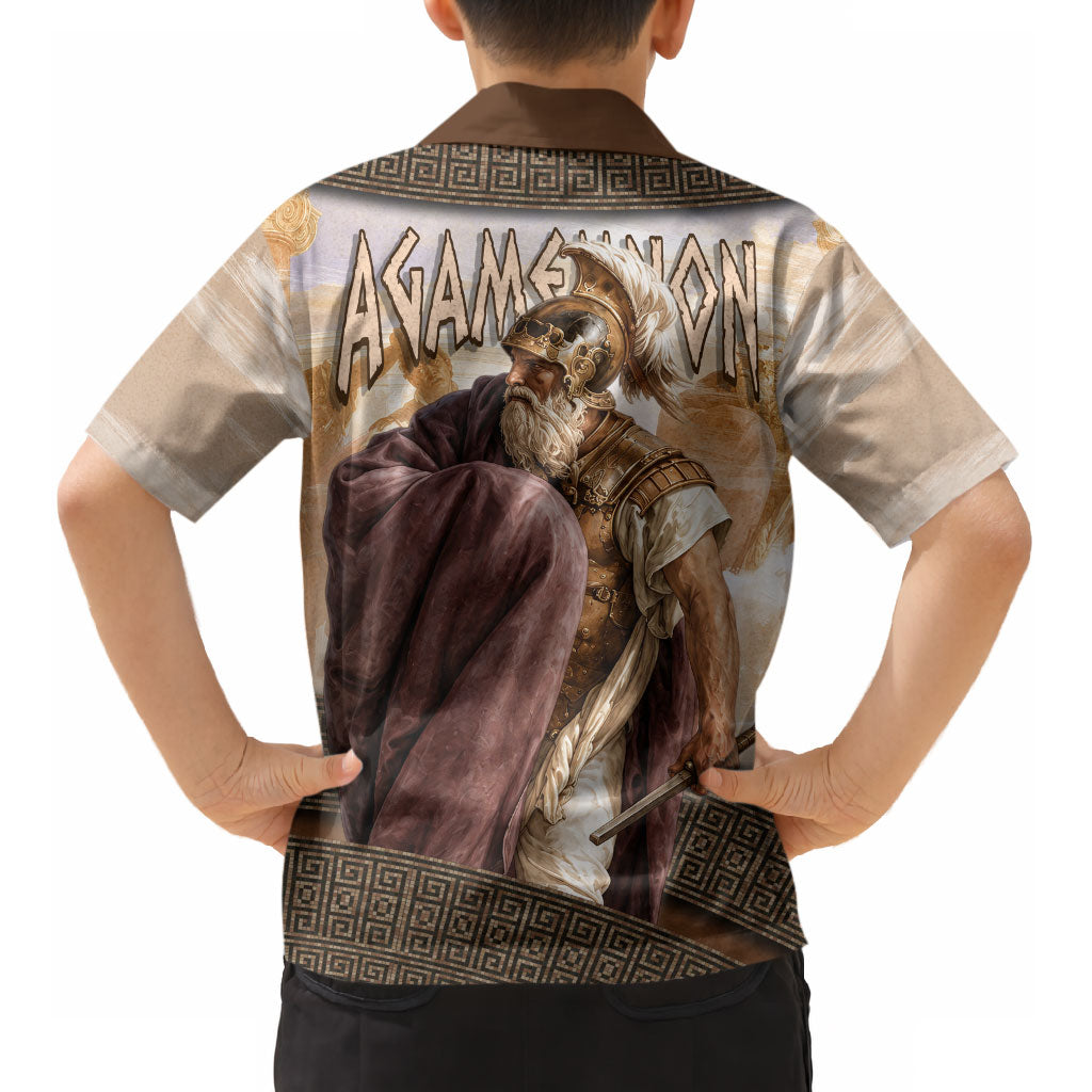 King Of Mycenae Agamemnon Kid Hawaiian Shirt Ancient Greek Mythology Classic Warrior Painting