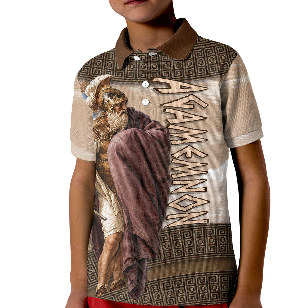 King Of Mycenae Agamemnon Kid Polo Shirt Ancient Greek Mythology Classic Warrior Painting