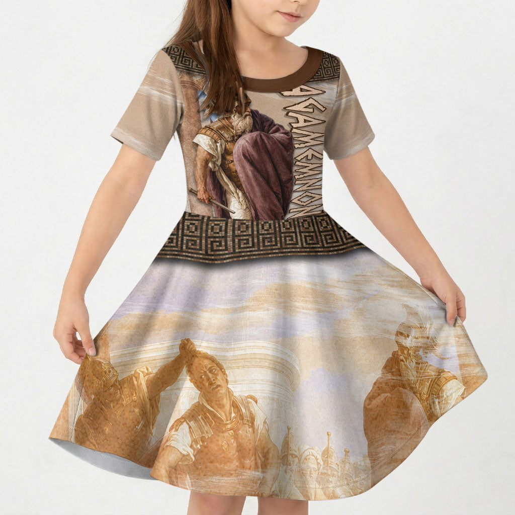 King Of Mycenae Agamemnon Kid Short Sleeve Dress Ancient Greek Mythology Classic Warrior Painting
