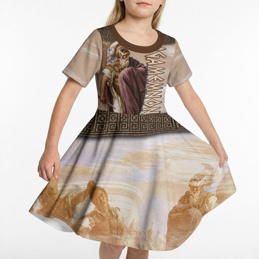 King Of Mycenae Agamemnon Kid Short Sleeve Dress Ancient Greek Mythology Classic Warrior Painting