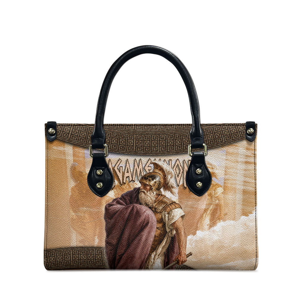 King Of Mycenae Agamemnon Leather Bag Ancient Greek Mythology Classic Warrior Painting