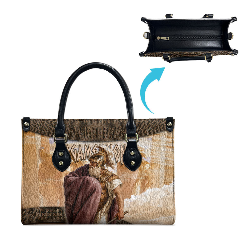 King Of Mycenae Agamemnon Leather Bag Ancient Greek Mythology Classic Warrior Painting