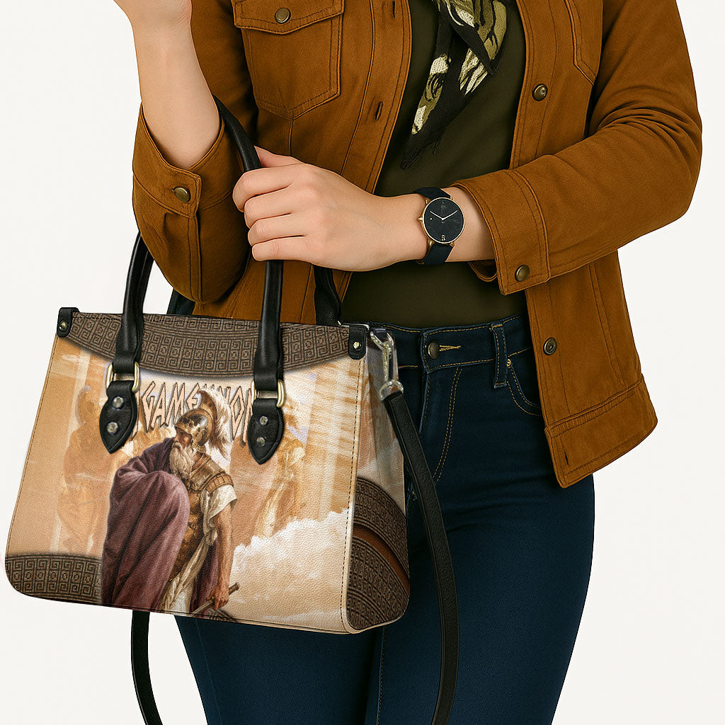 King Of Mycenae Agamemnon Leather Bag Ancient Greek Mythology Classic Warrior Painting