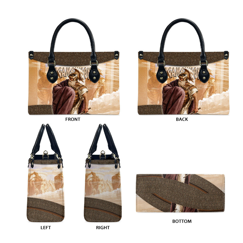 King Of Mycenae Agamemnon Leather Bag Ancient Greek Mythology Classic Warrior Painting