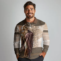 King Of Mycenae Agamemnon Long Sleeve Polo Shirt Ancient Greek Mythology Classic Warrior Painting