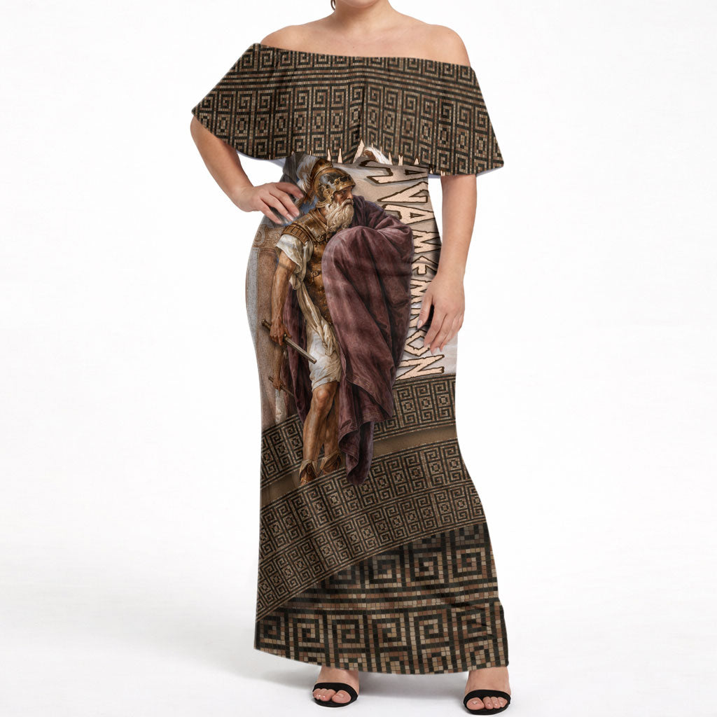 King Of Mycenae Agamemnon Off Shoulder Maxi Dress Ancient Greek Mythology Classic Warrior Painting