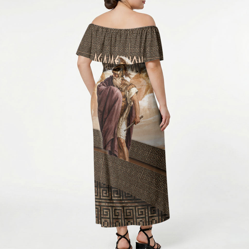 King Of Mycenae Agamemnon Off Shoulder Maxi Dress Ancient Greek Mythology Classic Warrior Painting