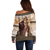 King Of Mycenae Agamemnon Off Shoulder Sweater Ancient Greek Mythology Classic Warrior Painting
