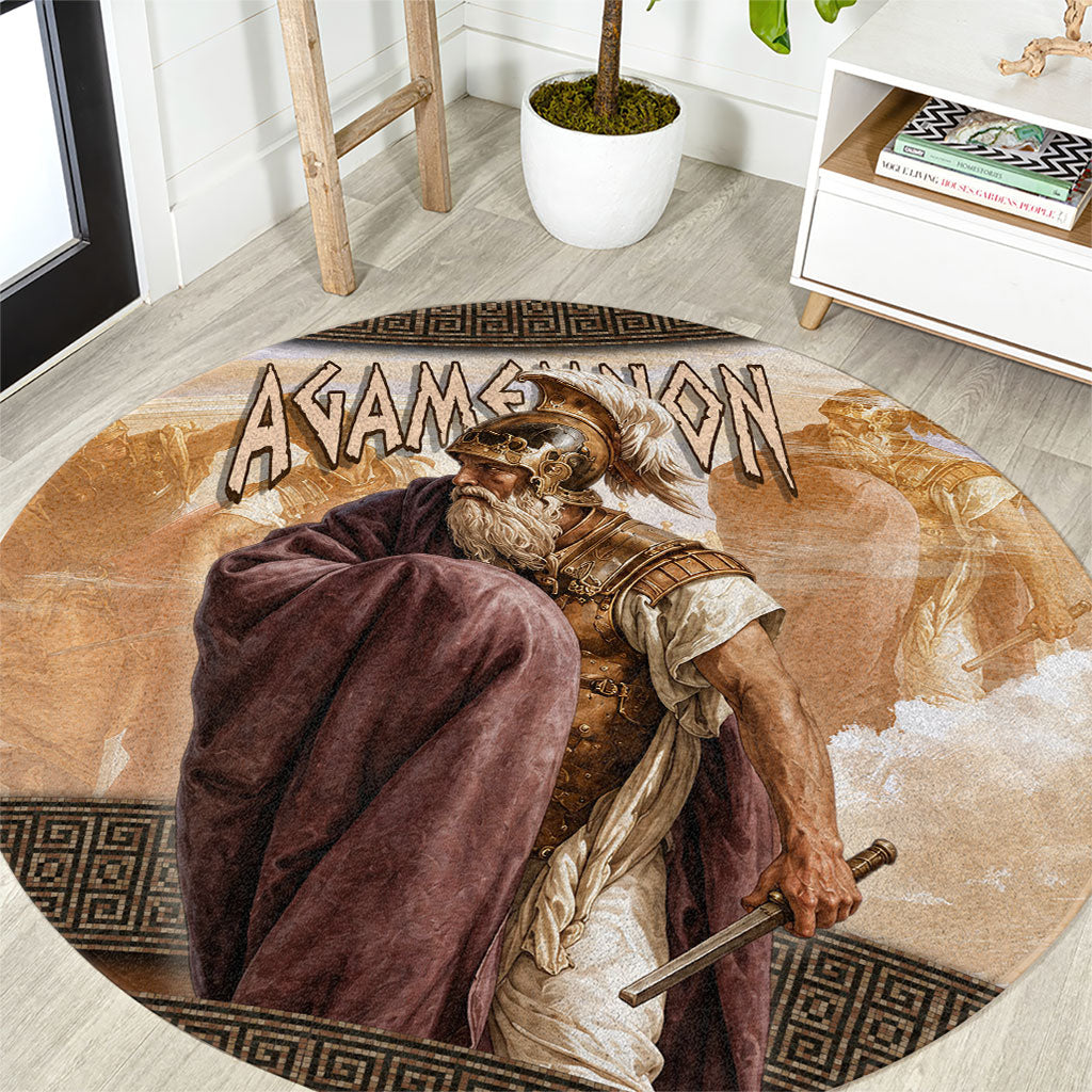 King Of Mycenae Agamemnon Round Carpet Ancient Greek Mythology Classic Warrior Painting