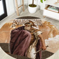 King Of Mycenae Agamemnon Round Carpet Ancient Greek Mythology Classic Warrior Painting