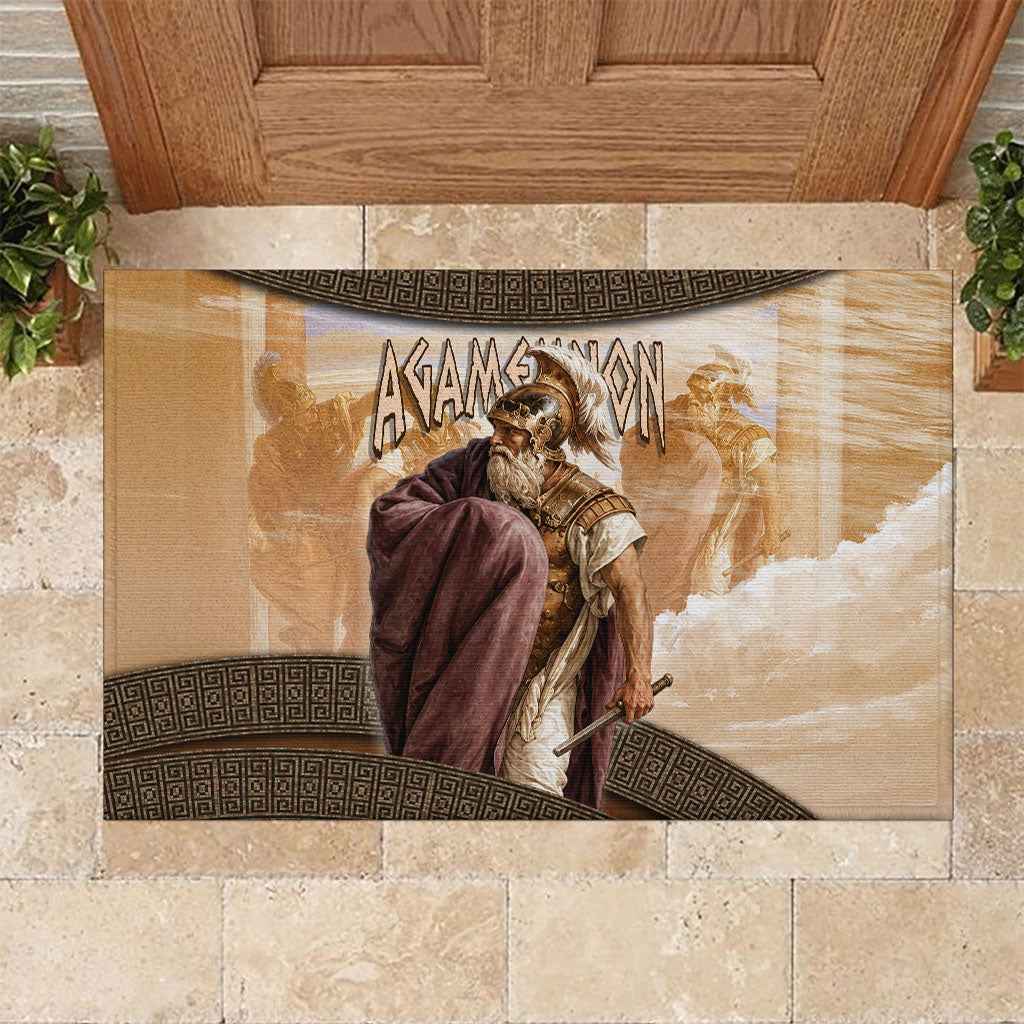 King Of Mycenae Agamemnon Rubber Doormat Ancient Greek Mythology Classic Warrior Painting