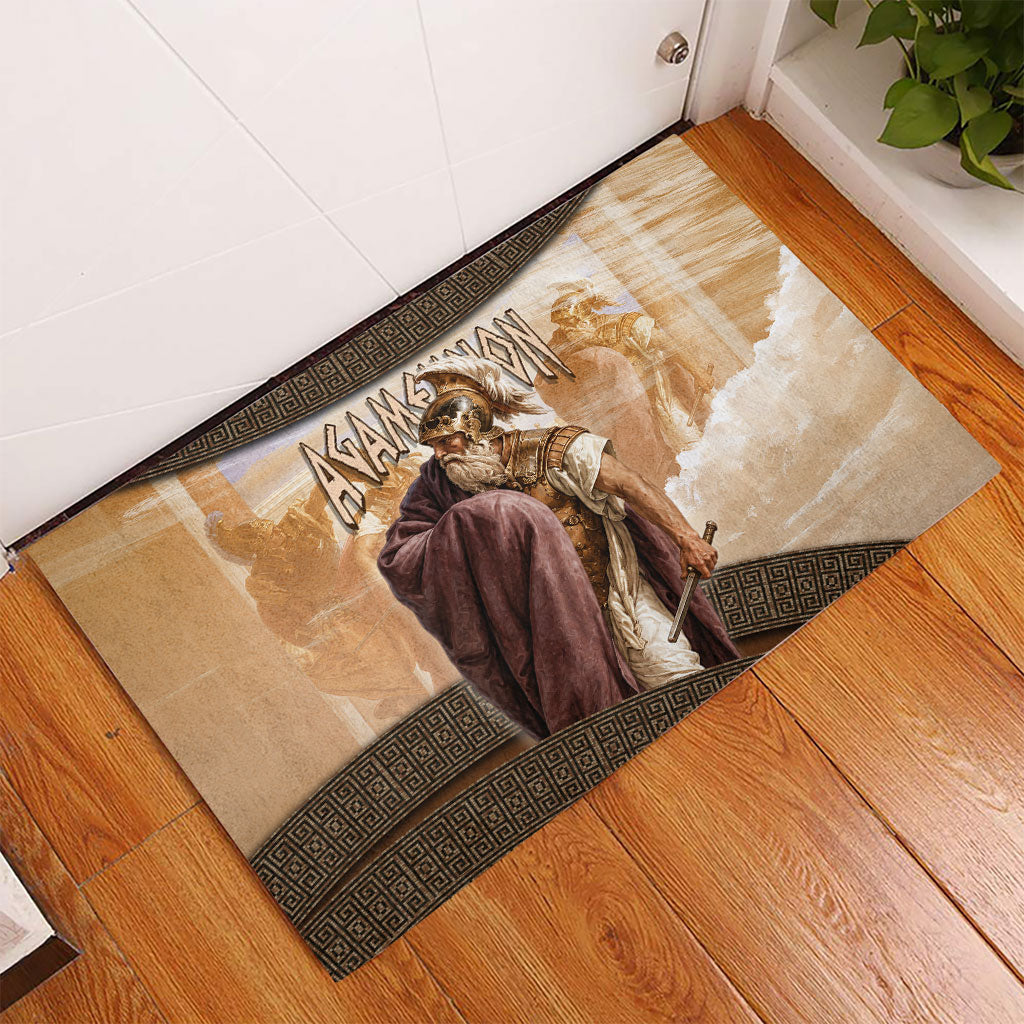 King Of Mycenae Agamemnon Rubber Doormat Ancient Greek Mythology Classic Warrior Painting