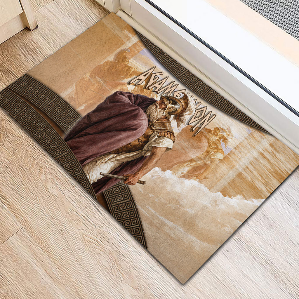 King Of Mycenae Agamemnon Rubber Doormat Ancient Greek Mythology Classic Warrior Painting