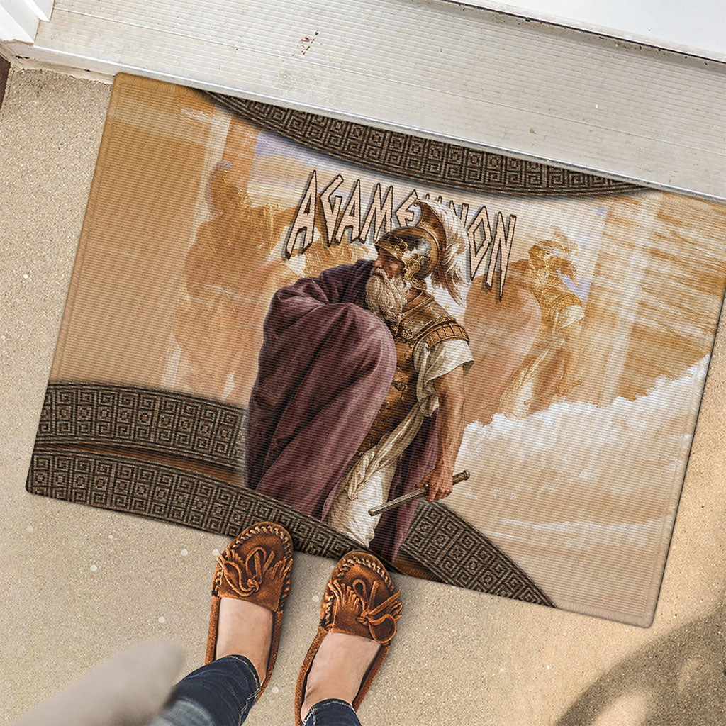 King Of Mycenae Agamemnon Rubber Doormat Ancient Greek Mythology Classic Warrior Painting