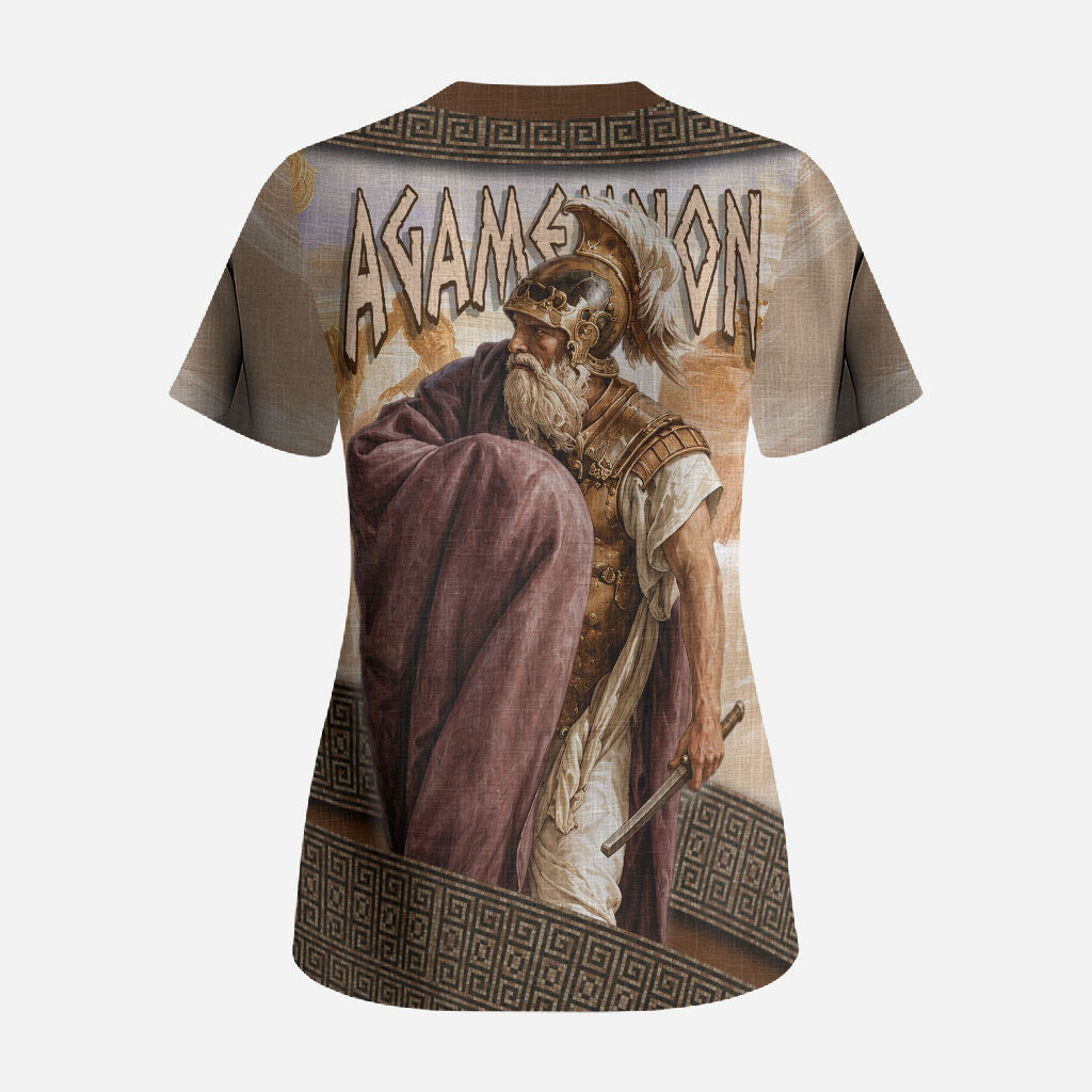 King Of Mycenae Agamemnon Scrub Top Ancient Greek Mythology Classic Warrior Painting