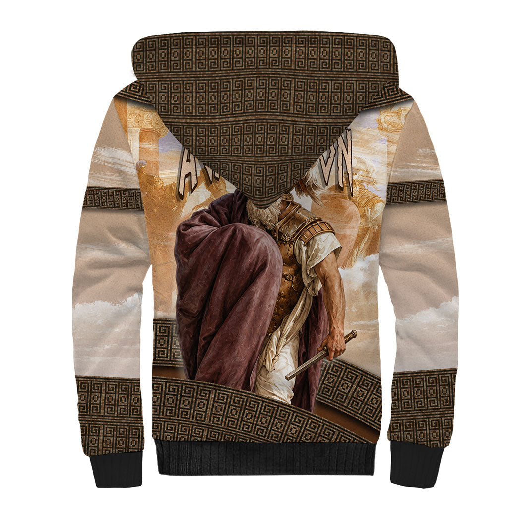 King Of Mycenae Agamemnon Sherpa Hoodie Ancient Greek Mythology Classic Warrior Painting
