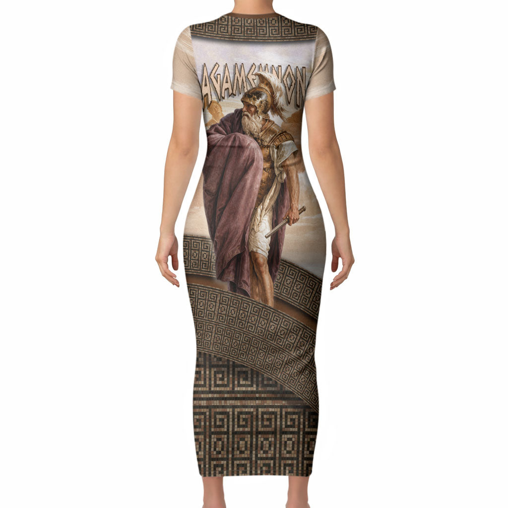King Of Mycenae Agamemnon Short Sleeve Bodycon Dress Ancient Greek Mythology Classic Warrior Painting