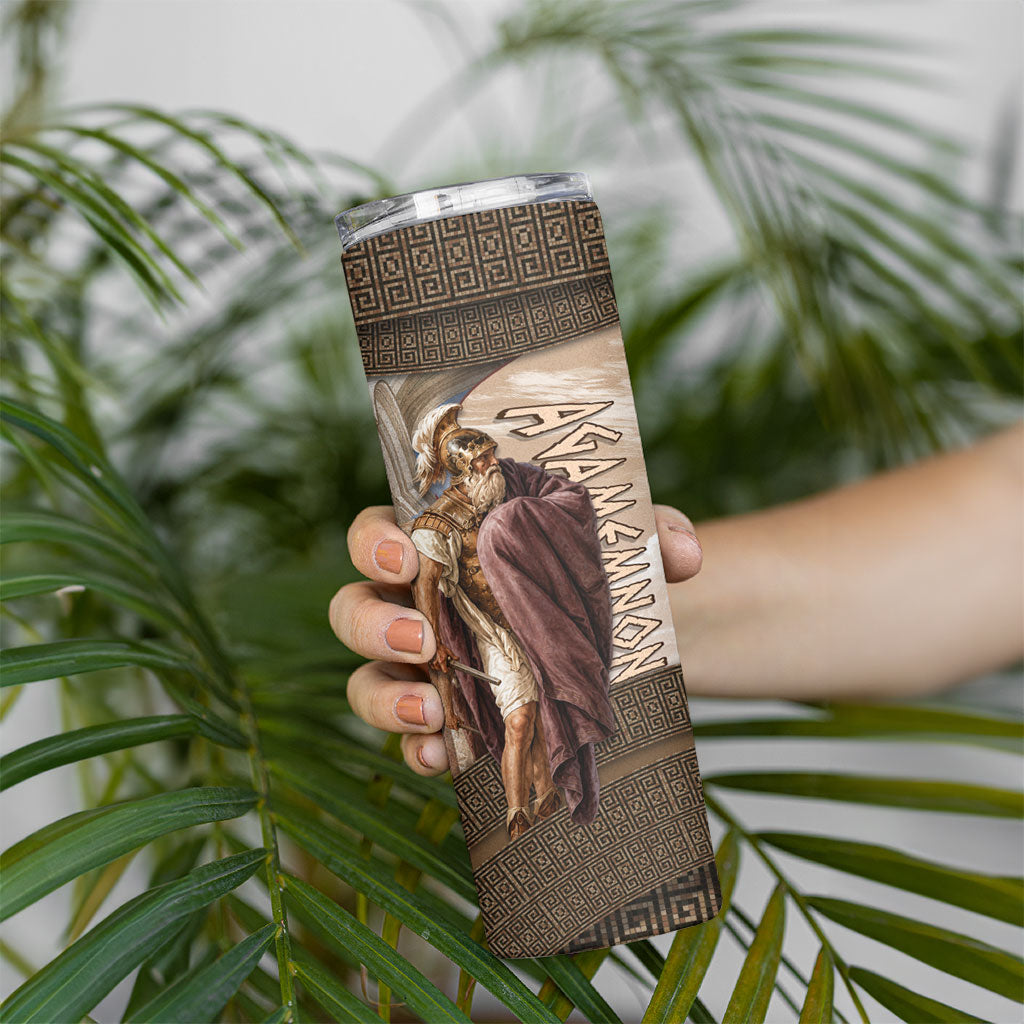 King Of Mycenae Agamemnon Skinny Tumbler Ancient Greek Mythology Classic Warrior Painting