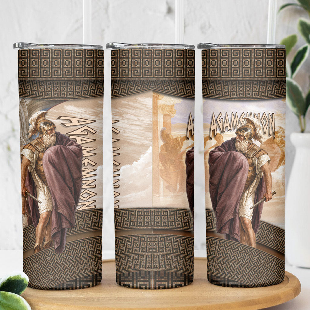 King Of Mycenae Agamemnon Skinny Tumbler Ancient Greek Mythology Classic Warrior Painting