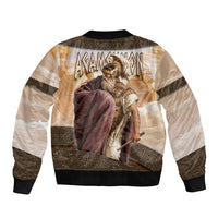 King Of Mycenae Agamemnon Sleeve Zip Bomber Jacket Ancient Greek Mythology Classic Warrior Painting