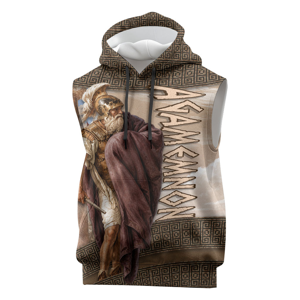 King Of Mycenae Agamemnon Sleeveless Hoodie Ancient Greek Mythology Classic Warrior Painting