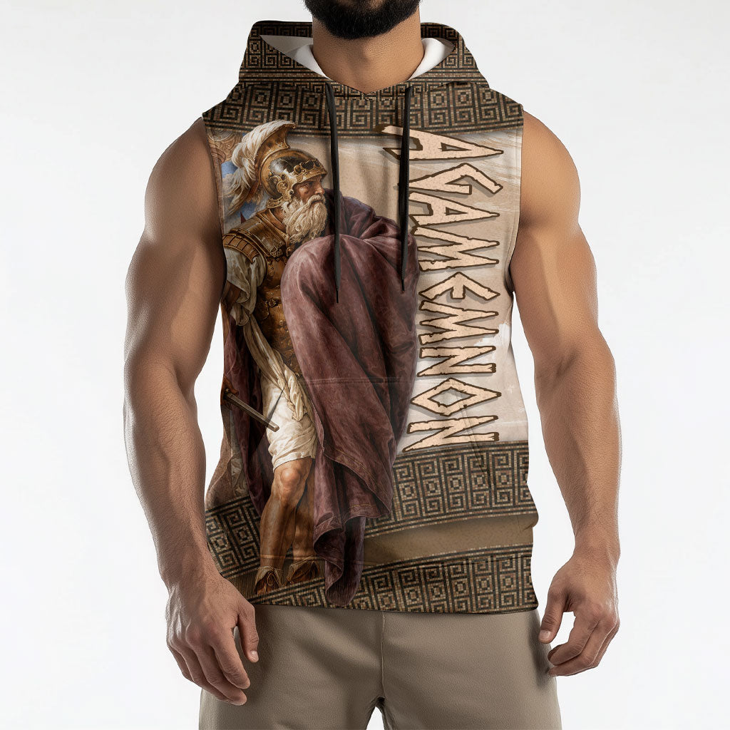 King Of Mycenae Agamemnon Sleeveless Hoodie Ancient Greek Mythology Classic Warrior Painting