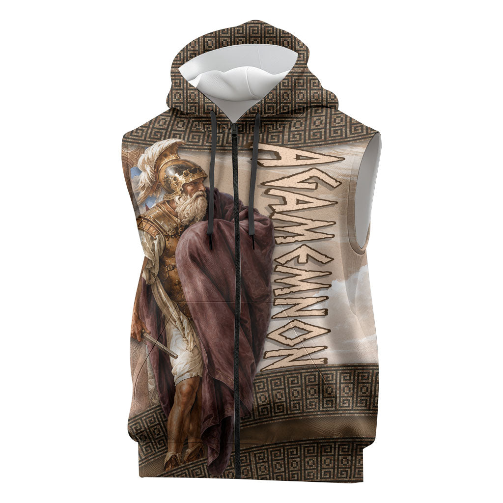 King Of Mycenae Agamemnon Sleeveless Zip Hoodie Ancient Greek Mythology Classic Warrior Painting