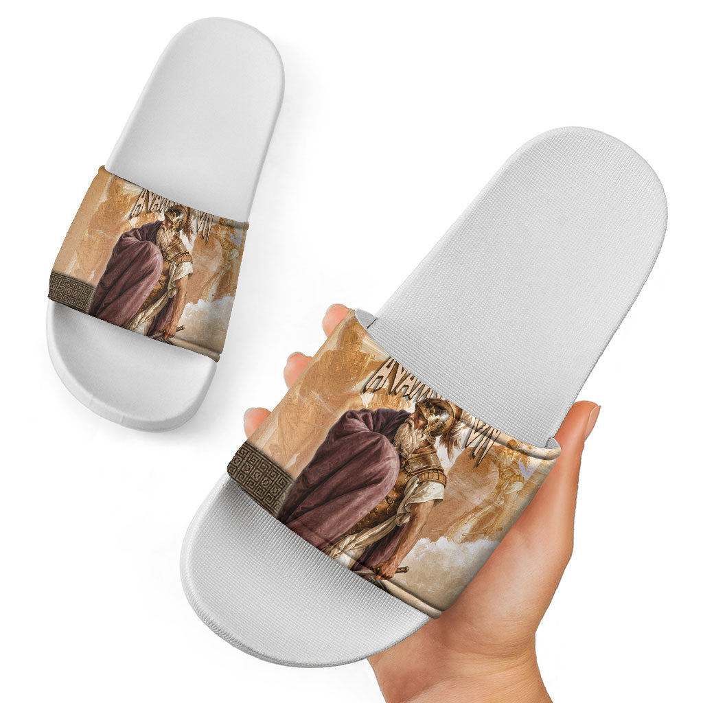 King Of Mycenae Agamemnon Slide Sandals Ancient Greek Mythology Classic Warrior Painting