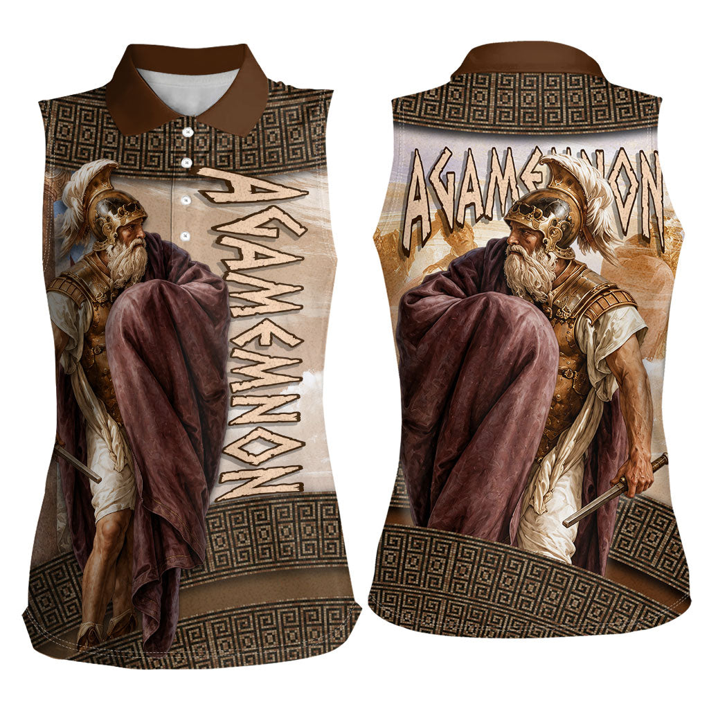 King Of Mycenae Agamemnon Women Sleeveless Polo Shirt Ancient Greek Mythology Classic Warrior Painting