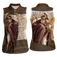 King Of Mycenae Agamemnon Women Sleeveless Polo Shirt Ancient Greek Mythology Classic Warrior Painting