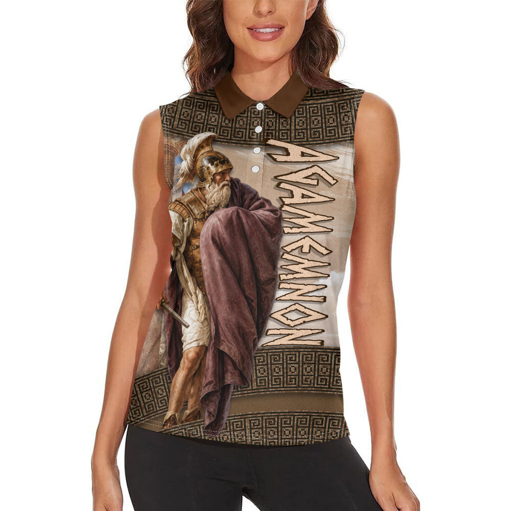 King Of Mycenae Agamemnon Women Sleeveless Polo Shirt Ancient Greek Mythology Classic Warrior Painting