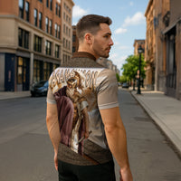 King Of Mycenae Agamemnon Zipper Polo Shirt Ancient Greek Mythology Classic Warrior Painting