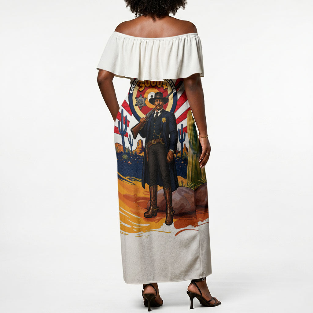 Bass Reeves Off Shoulder Maxi Dress Vintage African American Black Cowboy Western History