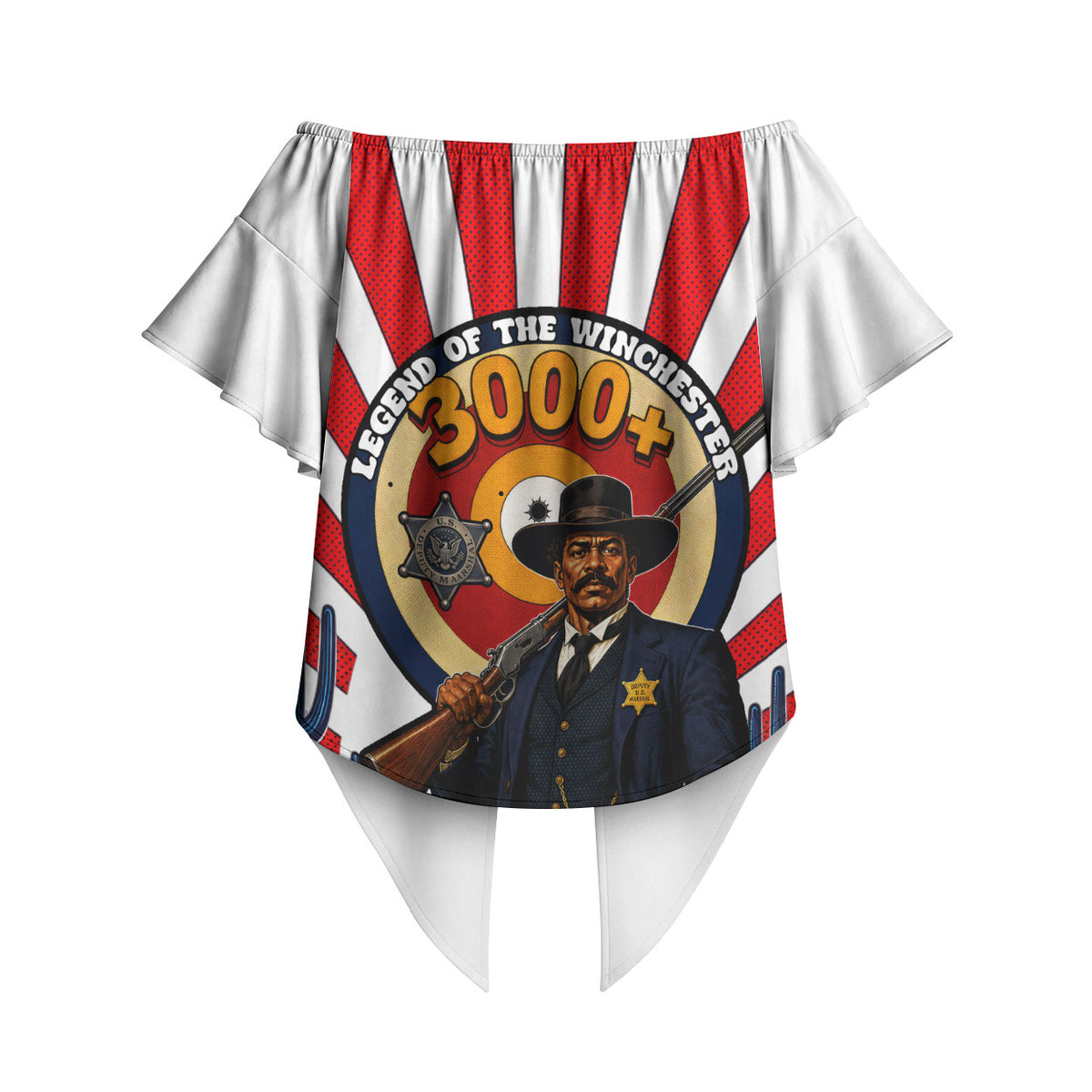 Bass Reeves Off Shoulder Wrap Waist Top Vintage African American Black Cowboy Western History