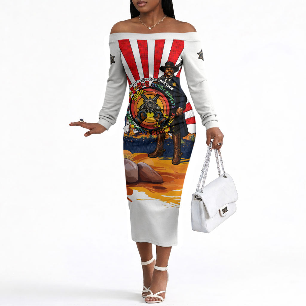 Bass Reeves Off The Shoulder Long Sleeve Dress Vintage African American Black Cowboy Western History