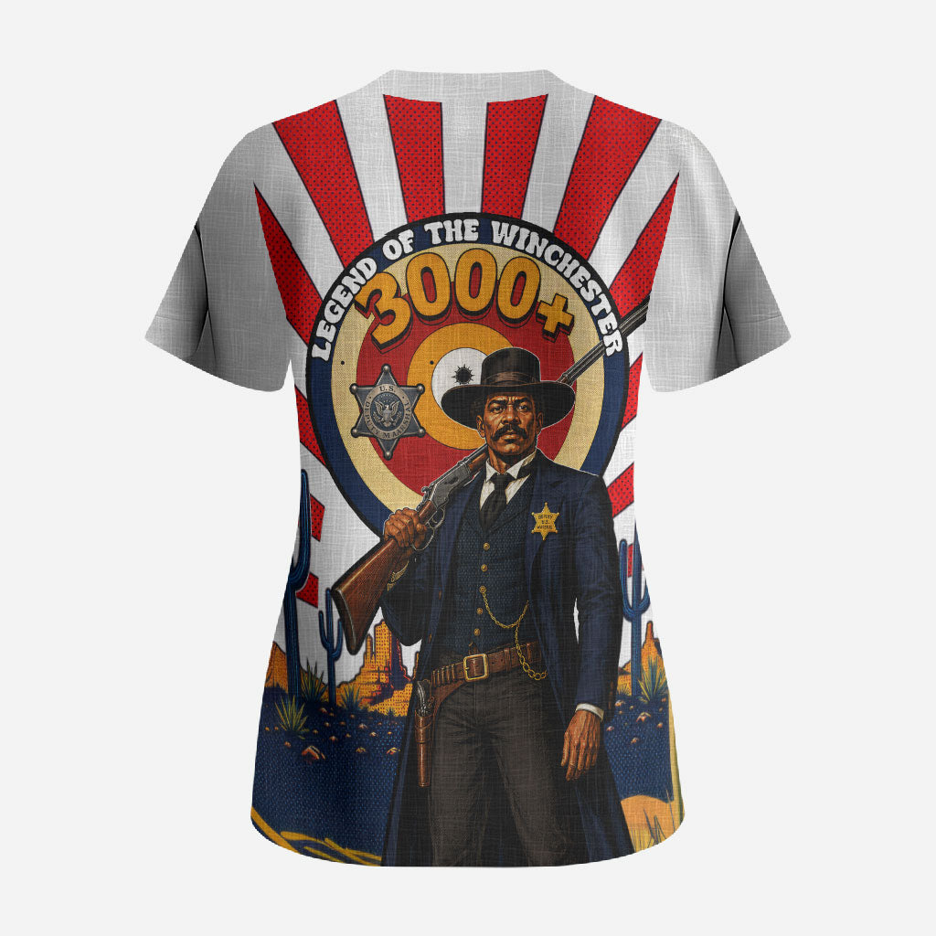 Bass Reeves Scrub Top Vintage African American Black Cowboy Western History