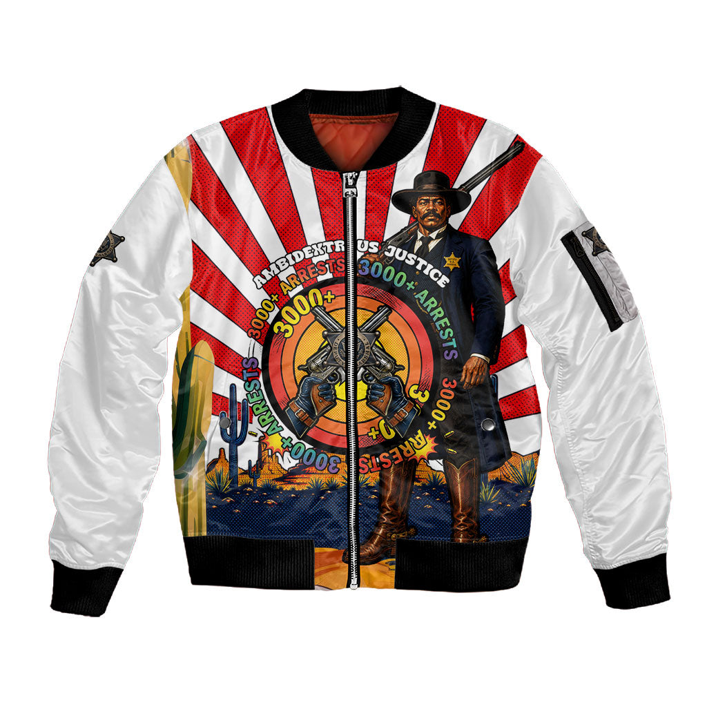 Bass Reeves Sleeve Zip Bomber Jacket Vintage African American Black Cowboy Western History