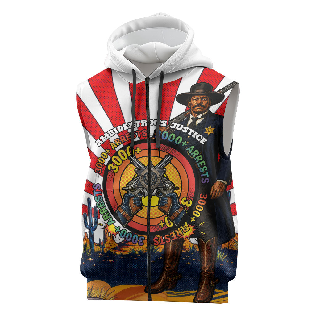 Bass Reeves Sleeveless Zip Hoodie Vintage African American Black Cowboy Western History
