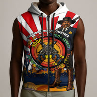Bass Reeves Sleeveless Zip Hoodie Vintage African American Black Cowboy Western History