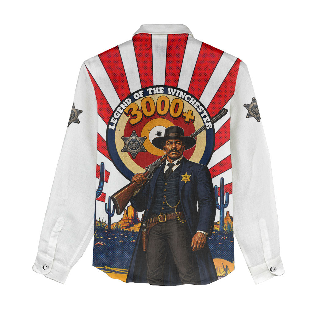Bass Reeves Women Casual Shirt Vintage African American Black Cowboy Western History
