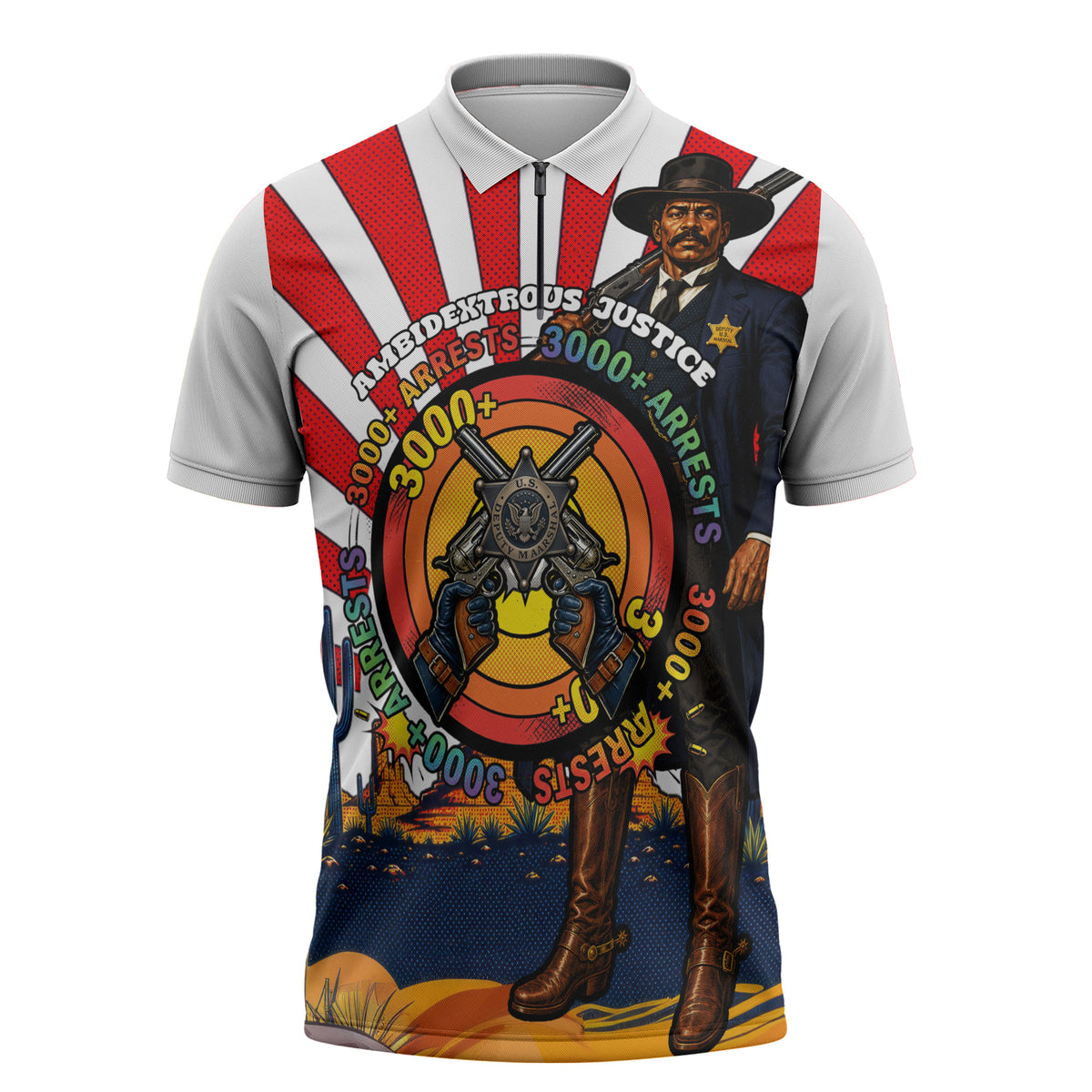 Bass Reeves Zipper Polo Shirt Vintage African American Black Cowboy Western History