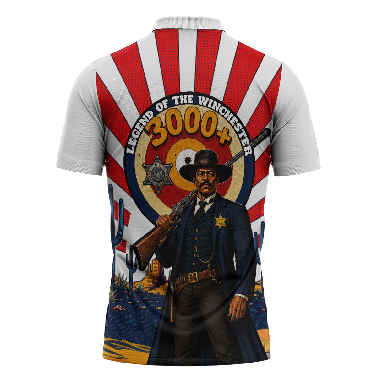 Bass Reeves Zipper Polo Shirt Vintage African American Black Cowboy Western History