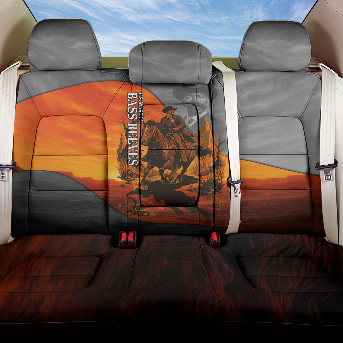 Bass Reeves Back Car Seat Cover Vintage Black Cowboy Old West Lawman